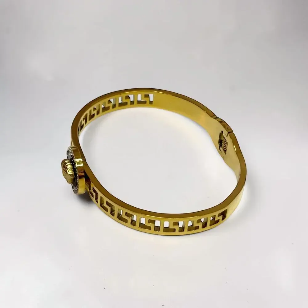 Gold Geometric Titanium Steel Bangle